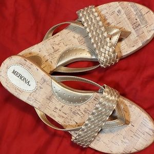 Merona Cork&Gold Weave Essie Sandals Size 11